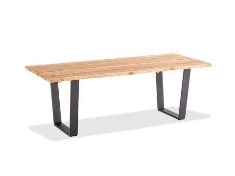 Niehoff Solid Teak Baumkantentisch 220x95cm, Trapezkufe Aluminium anthrazit