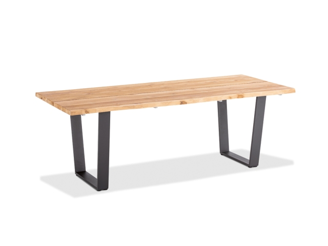 Niehoff Solid Teak Baumkantentisch 280x95cm, Trapezkufe Aluminium anthrazit