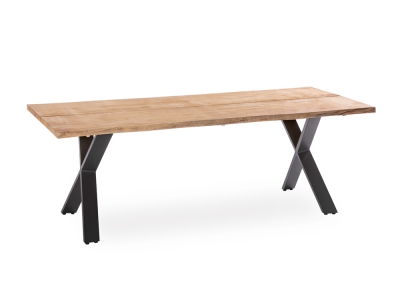 Niehoff Solid Teak Baumkantentisch 280x95cm, X-Gestell Aluminium anthrazit