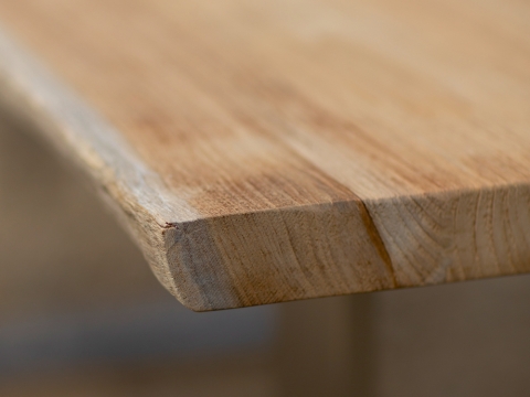 Niehoff Solid Teak Baumkantentisch 280x95cm, X-Gestell Aluminium anthrazit