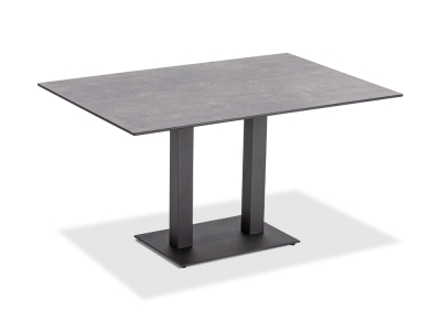 Niehoff Bistro Tisch rechteckig 120x81cm HPL Beton, Gestell Edelstahl-anthrazit