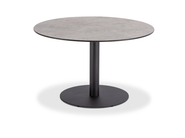 Niehoff Bistro Tisch rund 121cm HPL Zement, Gestell Edelstahl anthrazit