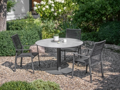 Niehoff Bistro 120cm rund -Cervo Sitzgruppe anthrazit