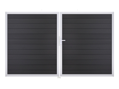 GrojaSolid BPC Steckzaun Doppeltor DIN Links Sonderbreite H:180cm anthrazitgrau EV1