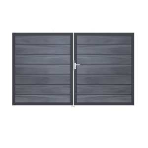 GrojaSolid Grande Premium BPC Steckzaun Doppeltor DIN Links Sonderbreite H:180cm steingrau co-extrudiert-anthrazit GrojaSolid Grande Premium BPC Steckzaun Doppeltor DIN Links Sonderbreite H:180cm steingrau co-extrudiert-anthrazit