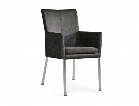 Niehoff Colorado Stuhl AL 342, 4-Fuß Quadratrohr Leder schwarz