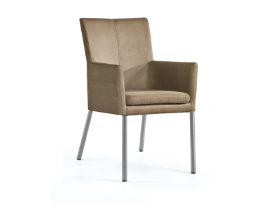 Niehoff Colorado Stuhl AL 542, 4-Fu&szlig; Rundrohr Microfaser Nirvana beige