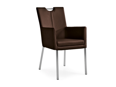 Niehoff Colorado Stuhl AL 352, 4-Fu&szlig; Quadratrohr Microfaser Nirvana dunkelbraun