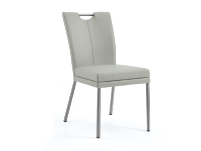 Niehoff Colorado Stuhl 551, 4-Fu&szlig; Rundrohr, Leder lichtgrau