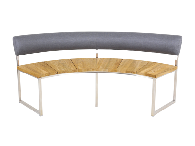 Zebra Onyx Viertel-Bank 171cm mit R&uuml;ckenlehne turmalin grey aus recyceltem Teak