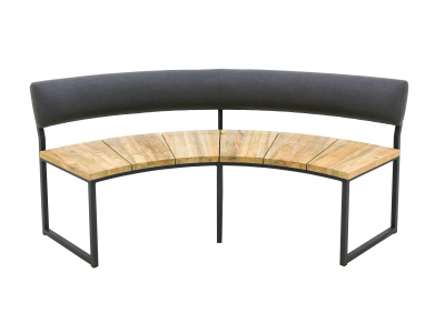 Zebra Onyx Viertel-Bank mit R&uuml;ckenlehne, 171x70cm turmalin grey aus recyceltem Teak