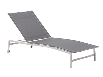 Zebra One Liege Dark Platinum Edelstahl, R&uuml;ckenteil verstellbar, rollbar 210 cm x 65 cm x 31 cm