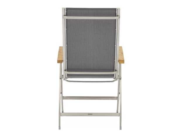 Zebra One Klappsessel Dark Platinum Edelstahl mit Teakarmlehnen