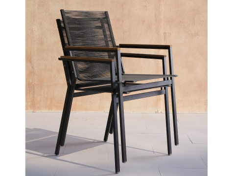 Zebra Ben Stapelsessel Edelstahl graphite, Rope Bespannung anthrazit