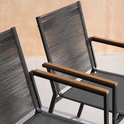 Zebra Ben Stapelsessel Edelstahl graphite, Rope Bespannung anthrazit