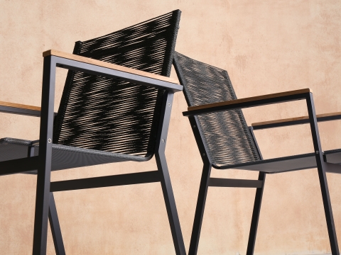 Zebra Ben Stapelsessel Edelstahl graphite, Rope Bespannung anthrazit