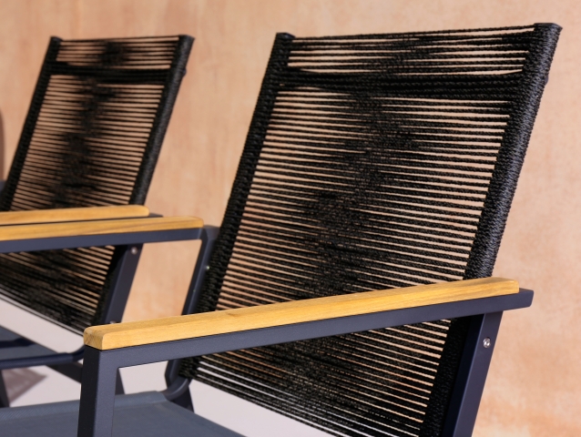 Zebra Ben Stapelsessel Edelstahl graphite, Rope Bespannung anthrazit