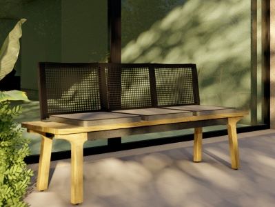 Zebra Lenyx Sitzbank 180x44cm Teakholz mit R&uuml;ckenlehne