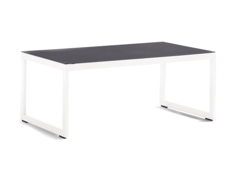 Sieger Loungetisch 110x60x44cm weiss, Tischplatte Spraystone eisengrau