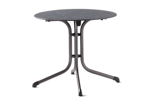Sieger Klapptisch Polytec Schiefer anthrazit 85cm rund Gestell eisengrau