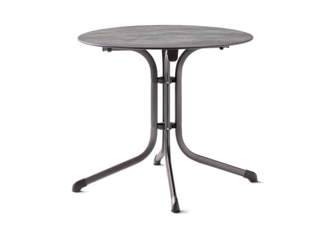 Sieger Klapptisch Polytec Beton hell 85cm rund Gestell eisengrau