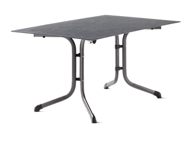 Sieger Klapptisch Polytec Schiefer anthrazit, 140x90cm, Gestell eisengrau