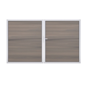 GrojaSolid BPC Steckzaun Doppeltor DIN Links Sonderbreite H:180cm BiColor-co-exdrudiert EV1 GrojaSolid BPC Steckzaun Doppeltor DIN Links Sonderbreite H:180cm BiColor-co-exdrudiert EV1