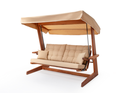 Pemode Hollywoodschaukel Sia 2400 Camel - Iroko-Holz B:235 x T:134 x H:195 cm