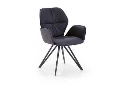 Niehoff Chianti Design-Armlehnstuhl Stativgestell Eisen, Leder Napoli schwarz