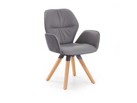 Niehoff Chianti Design-Armlehnstuhl Stativgestell Eiche, Leder Napoli schiefergrau