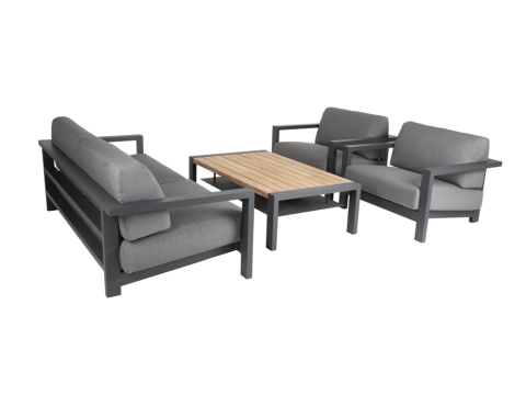 Brafab Amesdale Loungegruppe Aluminium anthrazit, 4-teilig mit Polstern