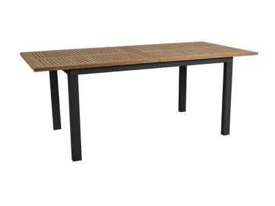 Brafab Lyon Ausziehtisch Teak, Gestell Aluminium schwarz 224-304x100cm