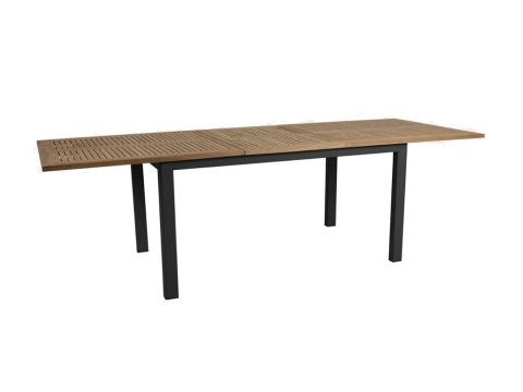 Brafab Lyon Ausziehtisch Teak, Gestell Aluminium schwarz 224-304x100cm