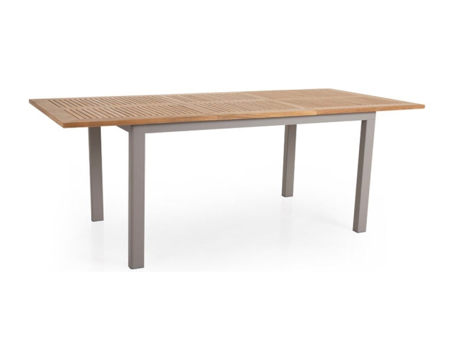 Brafab Lyon Ausziehtisch Teak, Gestell Aluminium khaki 194-252x92cm