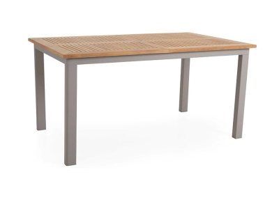 Brafab Lyon Ausziehtisch Teak, Gestell Aluminium khaki 224-304x100cm