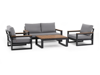 Life Soho Lounge-Set, Mist grey 4-teilig aus Aluminium mit Kissen