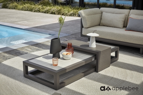 Apple Bee Santorini Beistelltisch 82x40cm Alu taupe