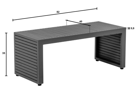 Apple Bee Santorini Beistelltisch 82x40cm Alu taupe