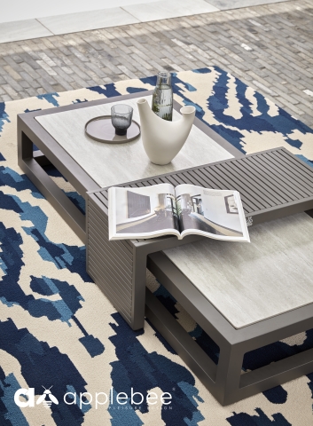 Apple Bee Santorini Beistelltisch 82x40cm Alu taupe