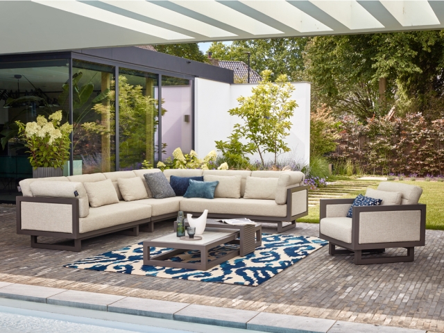 Apple Bee Santorini Beistelltisch 82x40cm Alu taupe