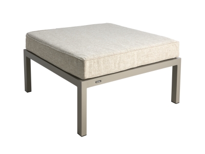 Brafab Weldon Fu&szlig;hocker-Ottomane 70x70cm, Aluminium Khaki, Polster Sand