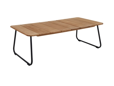 Brafab Nolli Kaffeetisch Teak, 140x70x45cm, Gestell Aluminium schwarz