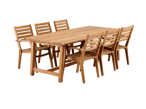 Brafab Keros Sitzgruppe-2 aus 6 Stapelsesseln und 1 Tisch 230x100cm