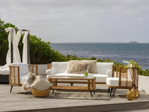 Brafab Covelo Lounge-Set 4-teilig, aus aus Kunstrattangeflecht