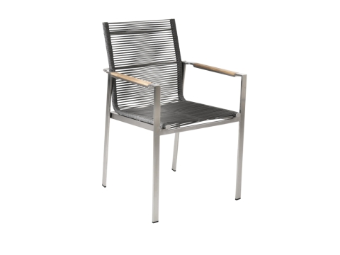 Brafab Gotland Diningsessel Rope grau, Gestell Edelstahl stapelbar