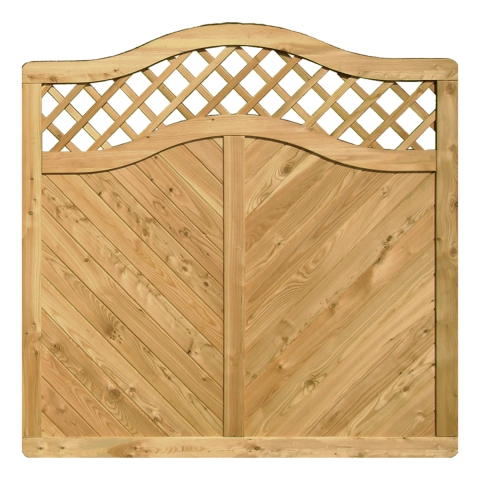 Massivzaun 180x180-165cm mit Gitter und Rundbogen L�rche natur