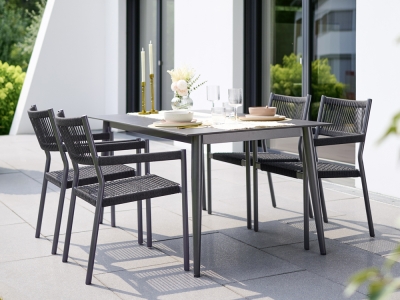 Sieger Rimini Sitzgruppe 4x Rimini Sessel 1x Tisch Polytec 160x90cm