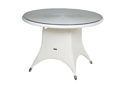 Zebra Hastings Tisch 110cm rund 2,5mm Rundgeflecht snowwhite mit Glasplatte