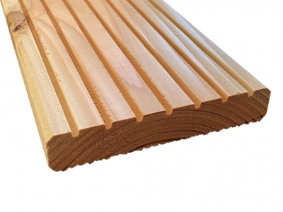 Terrassendiele europ. L&auml;rche 27x142mm grob-fein profiliert