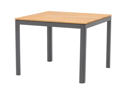 Zebra Bee Tisch Aluminium graphit 90x90cm mit Teak-Tischplatte